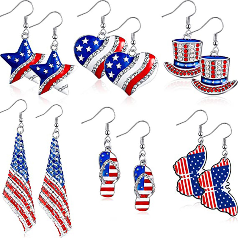 Women Accessories Usa - Boucles d'oreilles drapeau américain, boucles d'oreilles