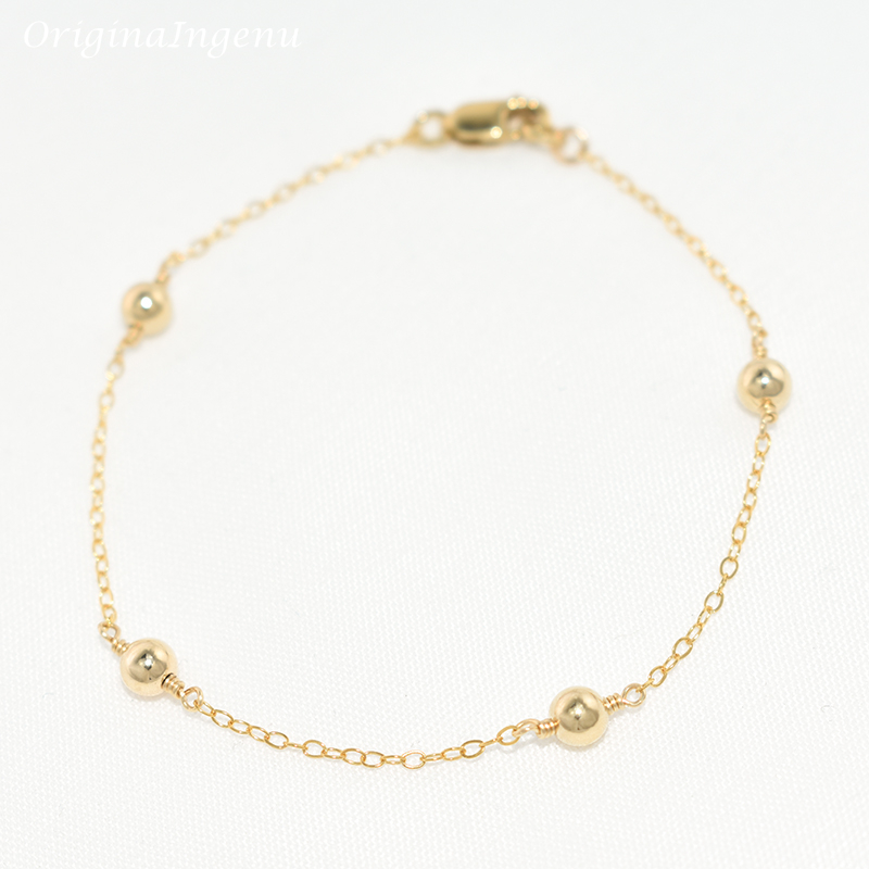 Beaded Anklet Chain - Bracelet de perles remplies d'or 14
