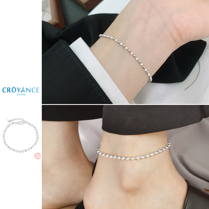 Beaded Anklet Chain - Chaîne de cheville élégante en argent