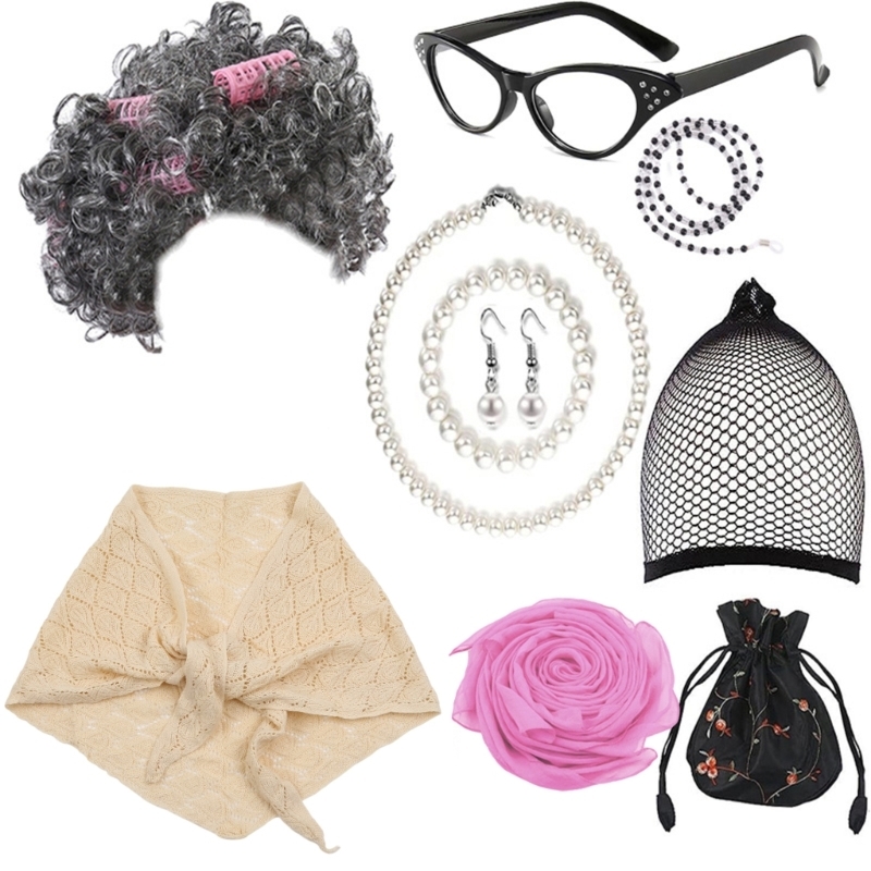 Women Accessories Description - Ensemble costumes Cosplay pour vieille dame,