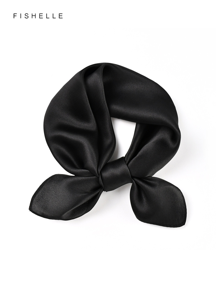 Silk Scarf Square - Couleur unie noir pure soie écharpe