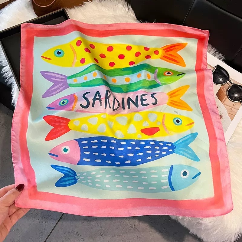 Silk Scarf Square - Foulards carrés en soie à motif
