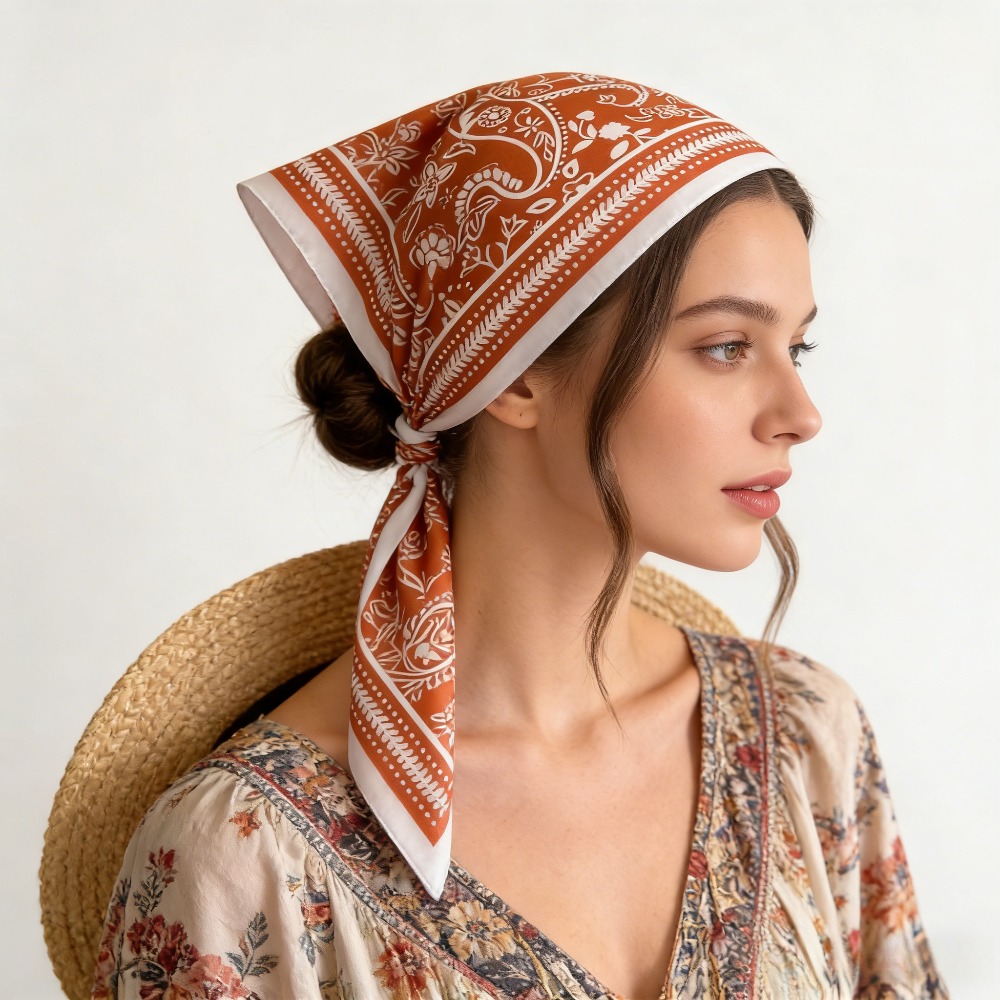 1 pièce, foulard en soie à imp - Silk Scarf Square avis et prix