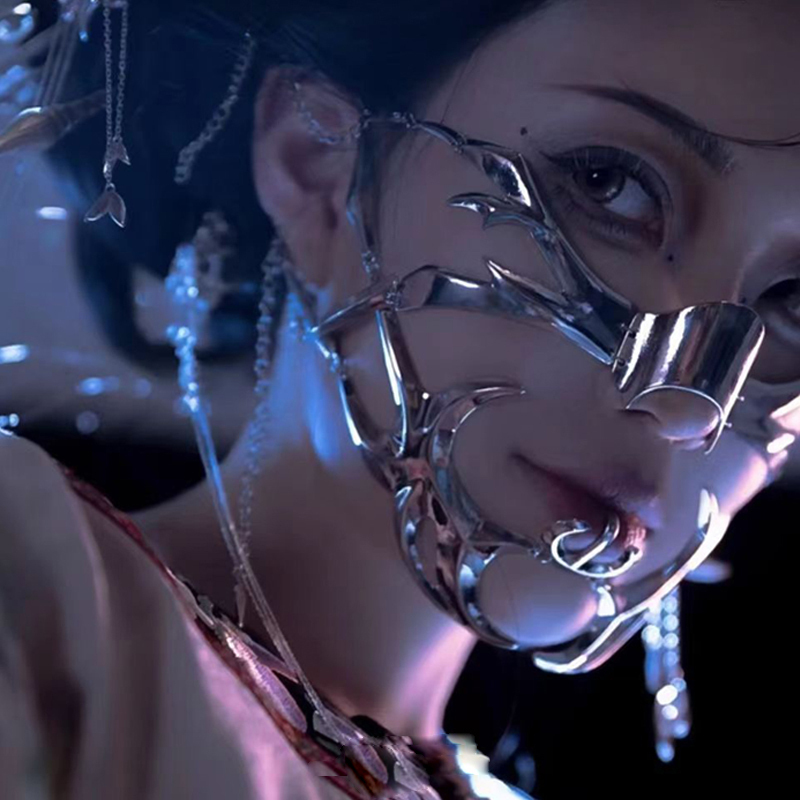 Visière Cyberpunk en métal pou - Women Accessories Chain avis et prix