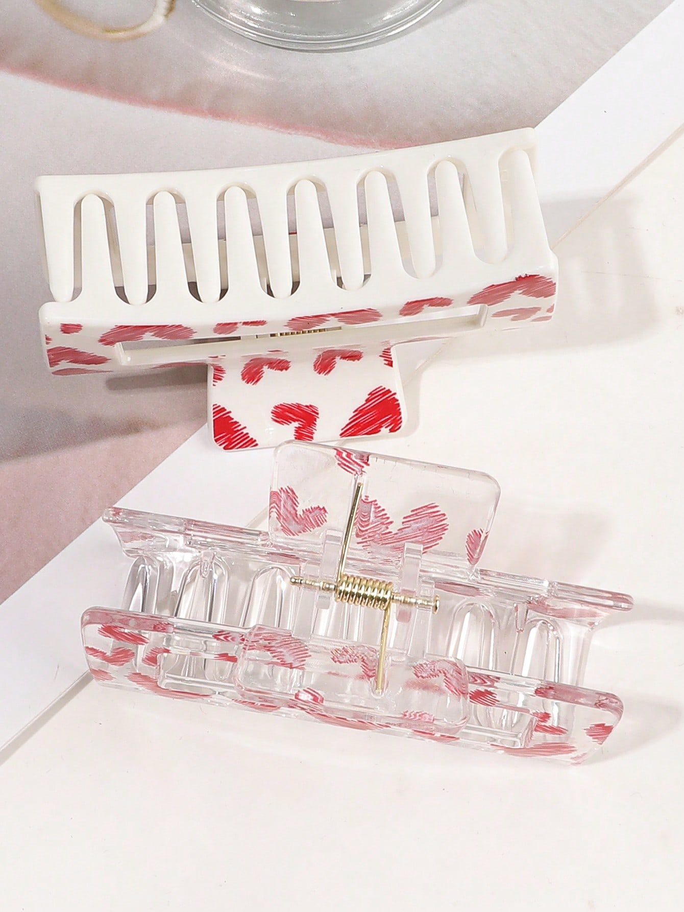 Pinces à cheveux rose imprimé  - Hair Claw Clip Set avis et prix